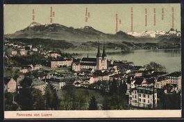 Luzern, Panorama mit Kirche, Rigi, Rigi 