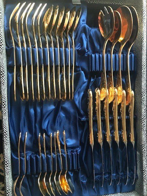 Set di posate: Goldbesteck Solingen 23/24 Karat hartvergoldet – Nuovo (secondo la descrizione) da Ossingen venduto da Orelius 3