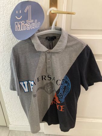 Versace Polo Tricolor Logo Grey Black Logo Limited - XL