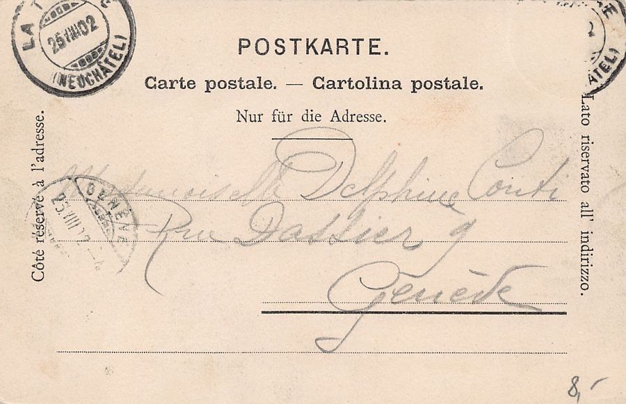 Cartoline postali: Du Rocher de Tablette - Salut à la Suisse, circulée 1902 – Usato da Frauenfeld venduto da POML 1