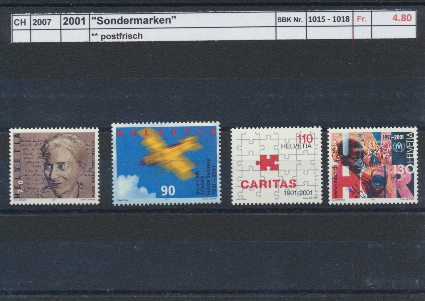 Tous les timbres: 2001 "Sondermarken", ** postfrisch – Neuf (Voir description) à Winterthur par Zupogeru