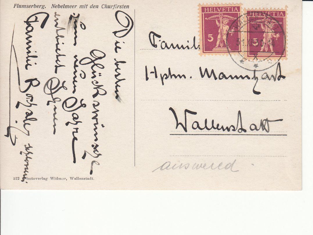 Cartoline postali: Flumserberg Churfirsten 1930 – Usato da Bürglen TG venduto da StampGraf 1