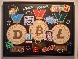 Destockage ⭐Peinture pop art edition 80x60 - Bitcoin/crypto