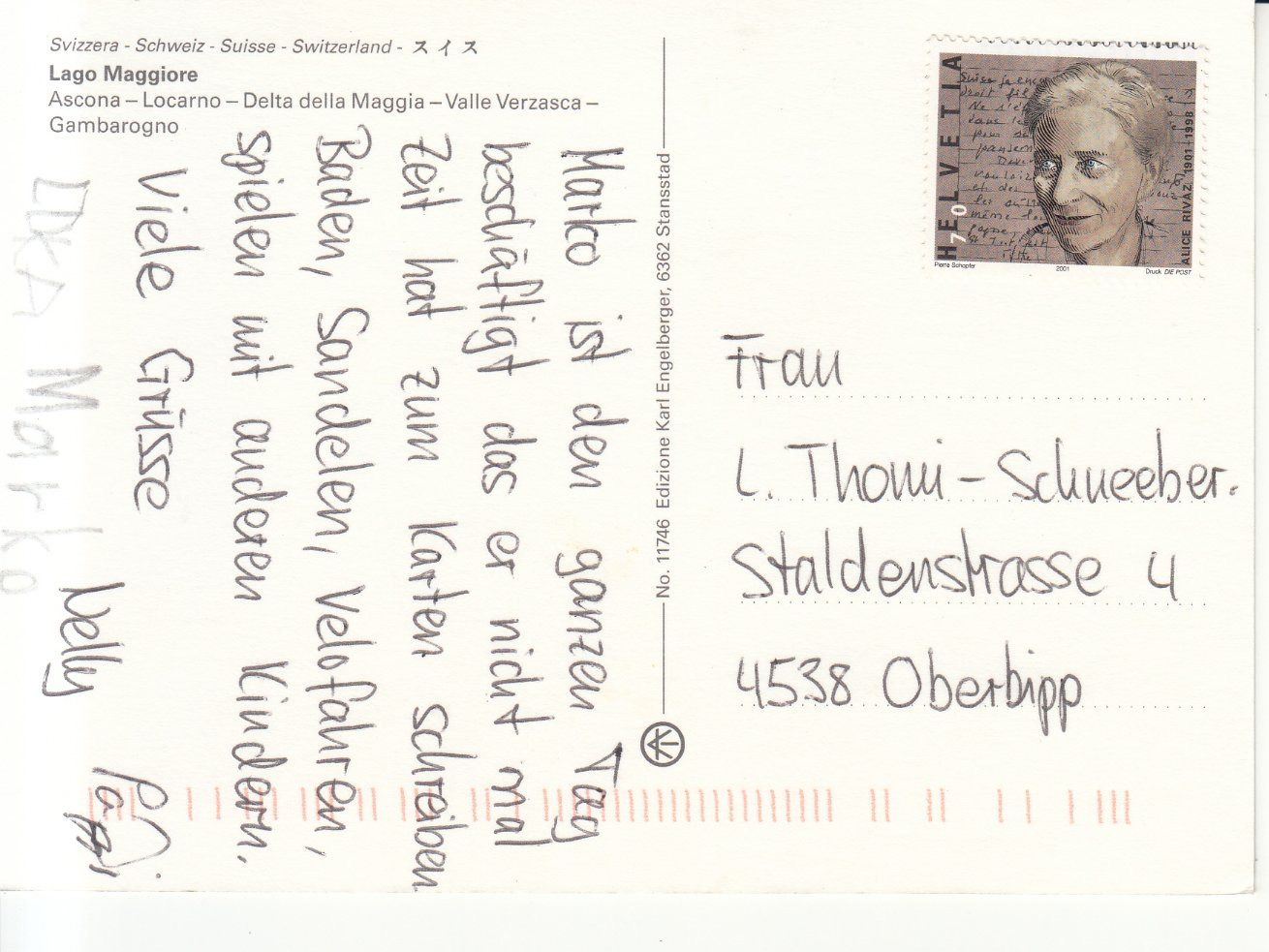 Cartoline postali: Lago Maggiore 2001 – Usato da Bürglen TG venduto da StampGraf 1