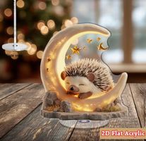 Nachtlichtlampe: Igel im Halbmond-2D-Flach- Kinderzimmer