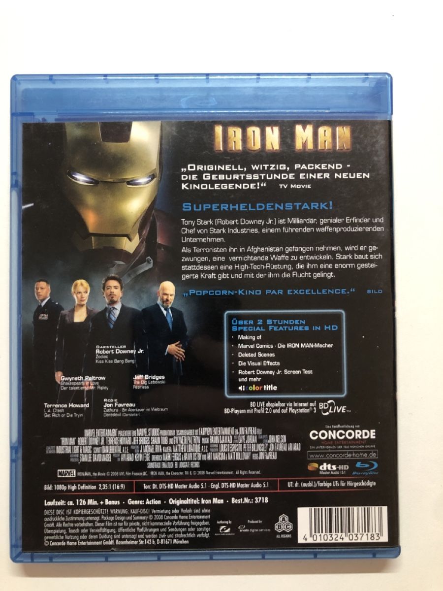 Iron Man Blu-ray, ungeschnitten, Top Zustand! (Gebraucht) in Stein AG ...