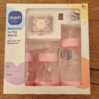 MAM Gift Set Newborn rosa Babyflaschen Schnuller, Clip NEU