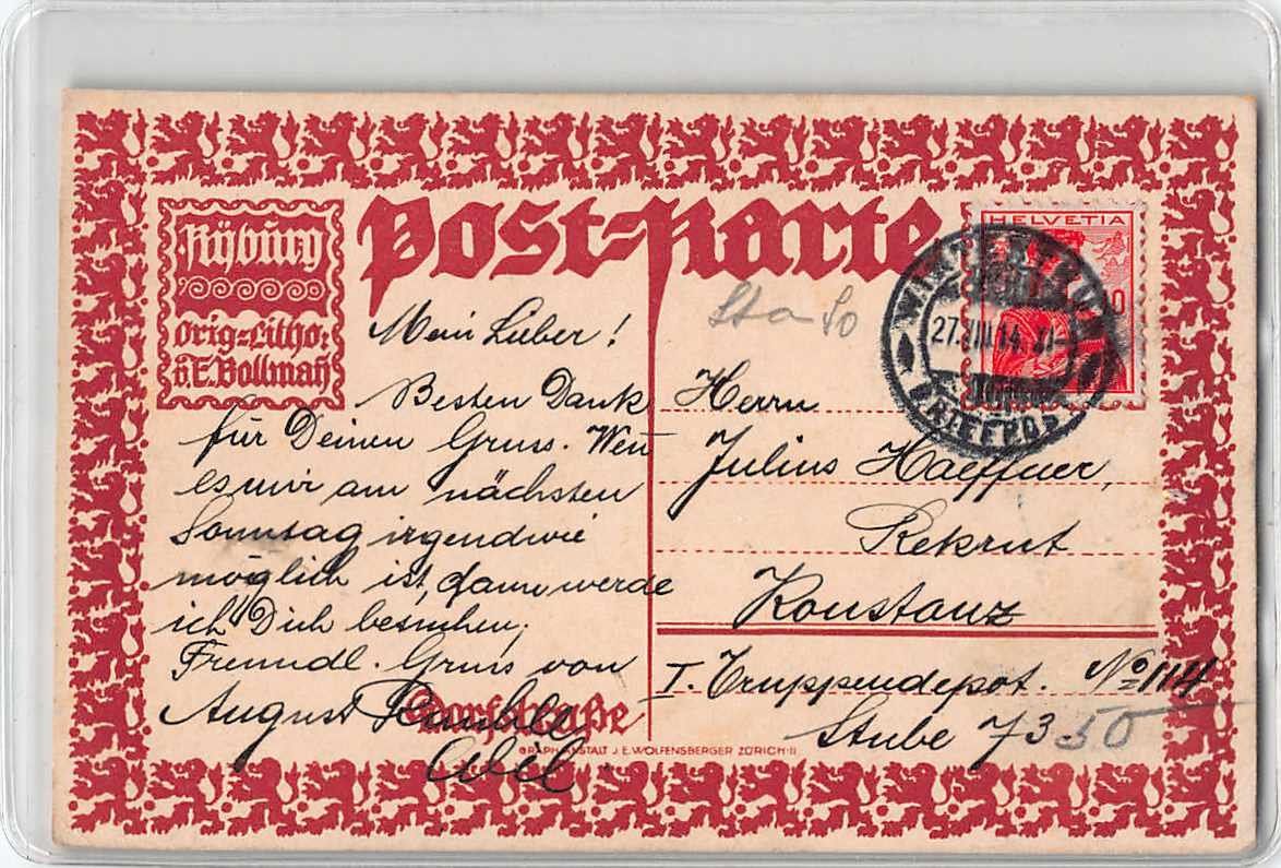 Cartoline postali: Schöne Ansichtskarte 1914 ZH Zürich – Usato da Winterthur venduto da SchatzchischtliWinti 1