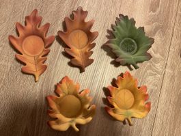 PartyLite Teelichthalter 5er Set Blatt  Dekoration