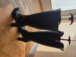 Elegante Stiefel aus Leder, Schwarz, Grösse 37