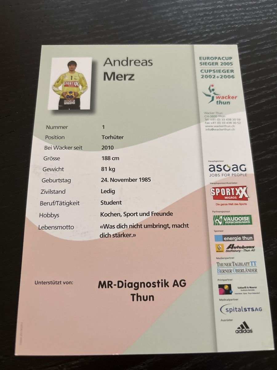 Autogramme: Andreas Merz Wacker Thun – Gebraucht aus Uetendorf von hoisle 1