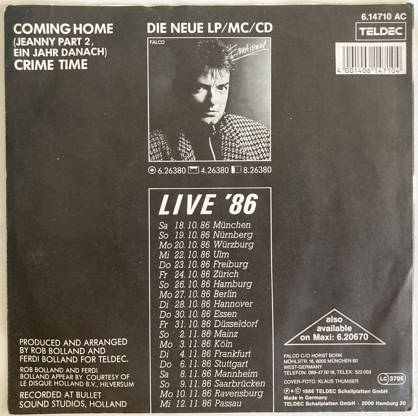 Dischi in vinile: FALCO - COMING HOME – Usato da Bottens venduto da hotter-than-hell 1
