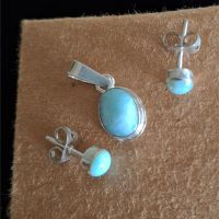 Anhänger & Ohrstecker - Larimar - 925 Silber