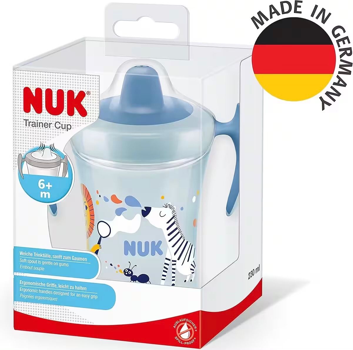 Pasti del neonato: NUK Trinkflasche Trainer Cup, 230ml, blau – Nuovo e nell'imballaggio originale da Basel venduto da Seifehuesli 1