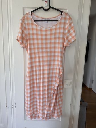 Pregnancy Dress Gingham L Orange White
