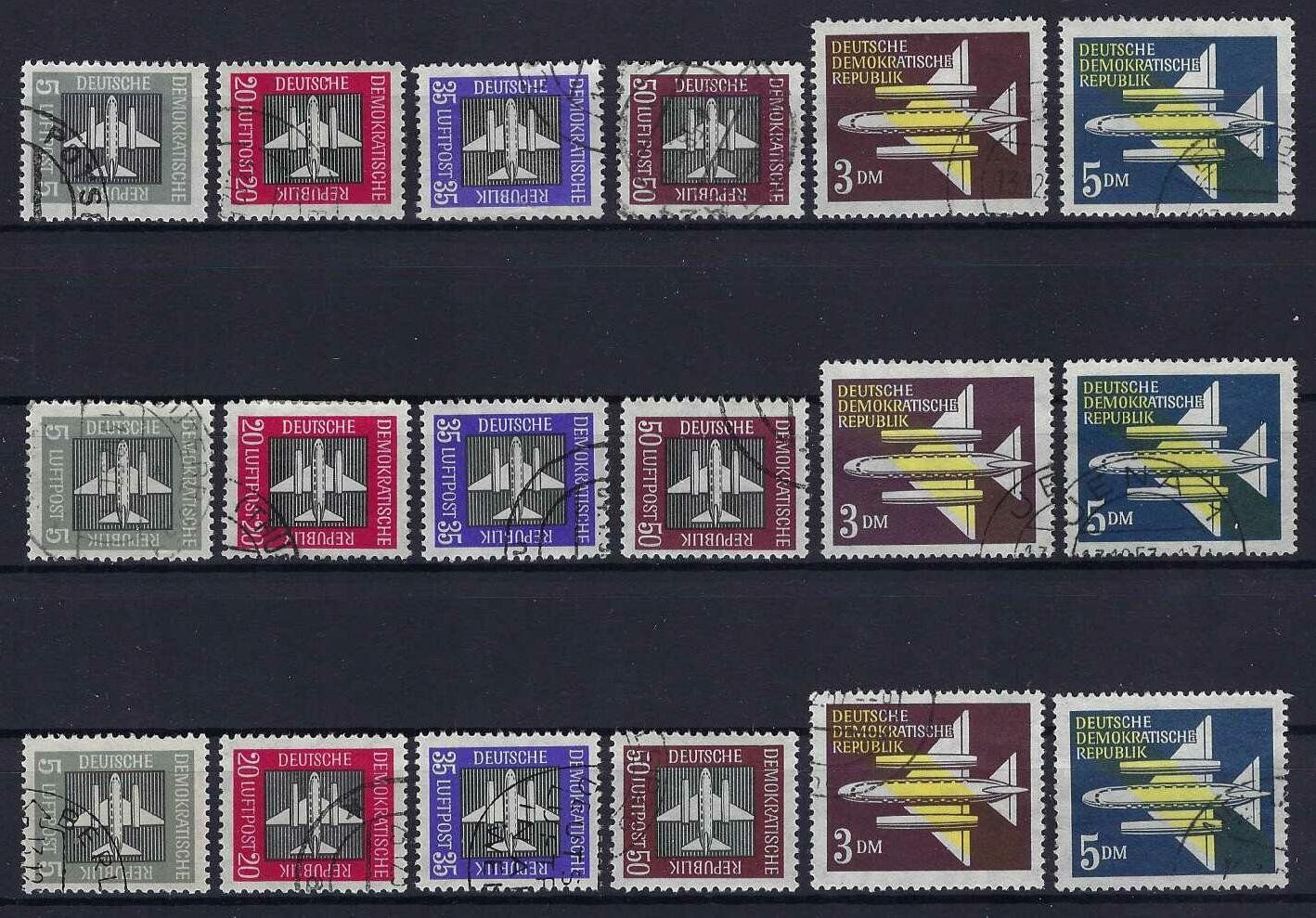 Tutti i francobolli: Luftpostmarken DDR 1957  Flugzeuge gest. – Usato da Hitzkirch venduto da walti1959
