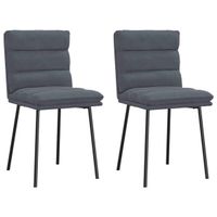 Chaises à manger lot de 2 Gris foncé Velours