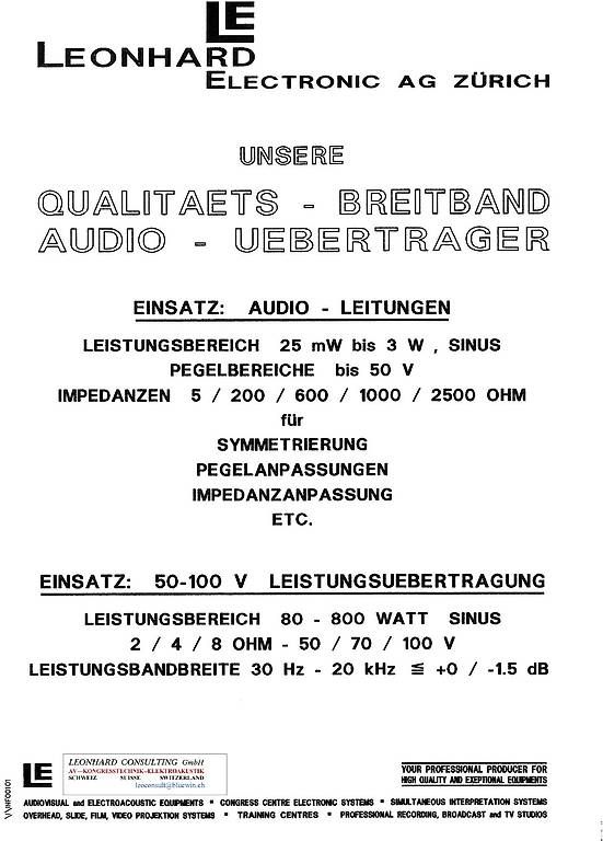 Componenti elettronici: professionelle Audio Leistungs-Transformatoren 100 VOLT – Nuovo (secondo la descrizione) da Zürich venduto da Zurich