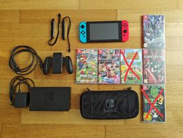 Nintendo Switch + Mario Kart & Mario Party + Zubehör