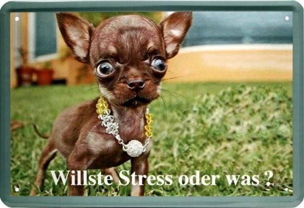 Ecriteaux: Blechschild-HUND WILLSTE STRESS ODER WAS – Neuf avec emballage d'origine à Rupperswil par big-one-sale