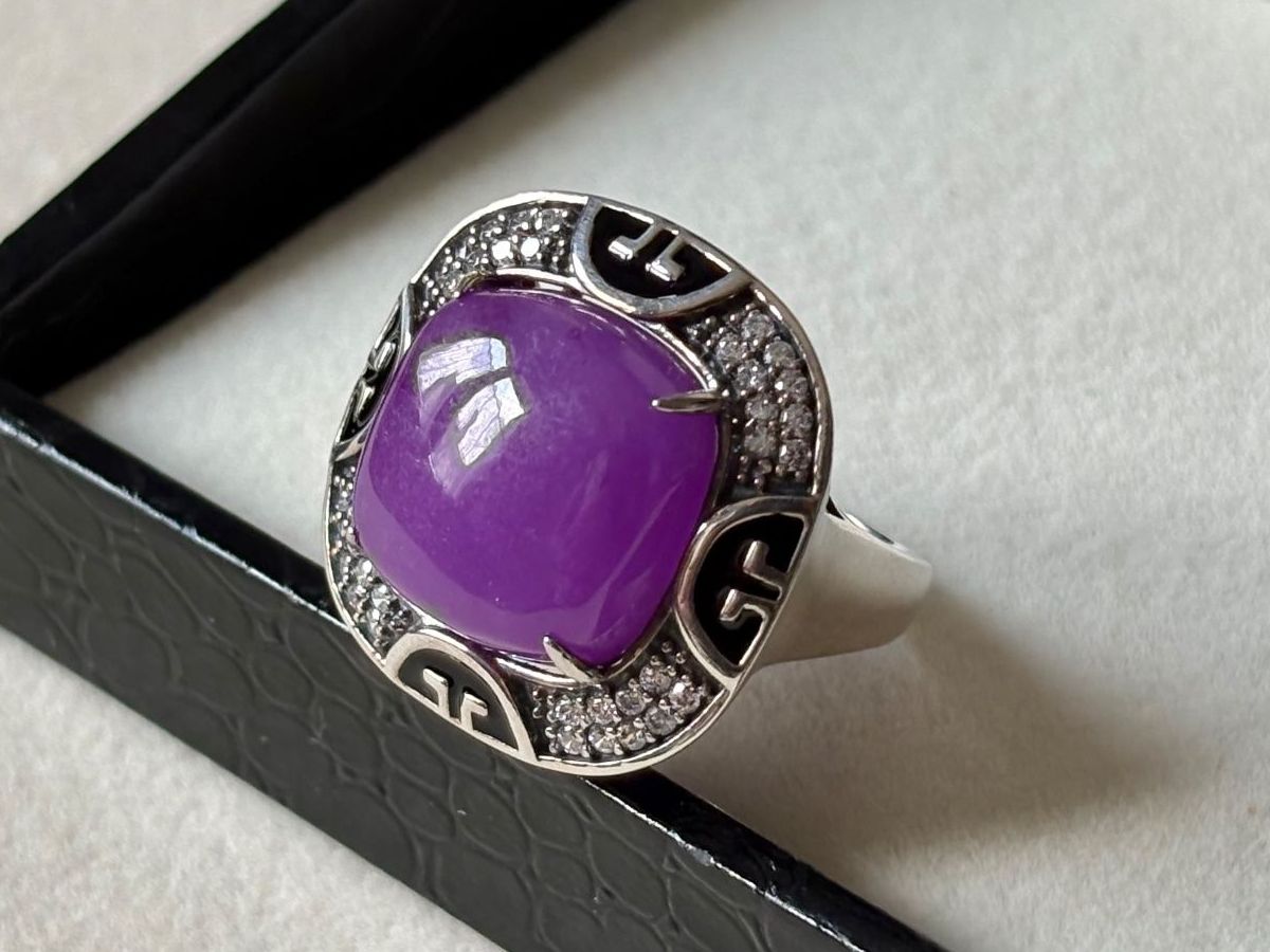Anelli: Ring Jade, Violett, Silber 925, Grösse 53, NEU – Nuovo (secondo la descrizione) da Brugg AG venduto da lau_9rvy 1