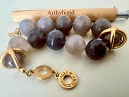 Sence Copenhagen Statement-Armband Chalcedon vergoldet 16mm