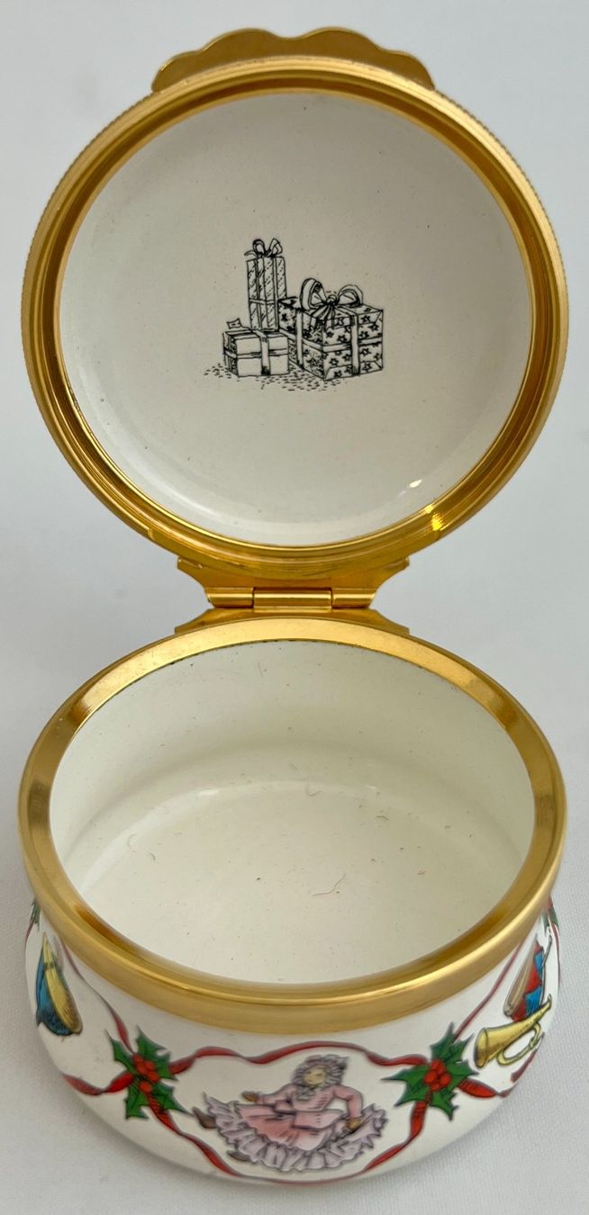 Contenitori & Simili: Halcyon Days Enamels, handbemaltes Weihnachtsdöschen, 1985 – Usato da Zürich venduto da Drahtzug 3