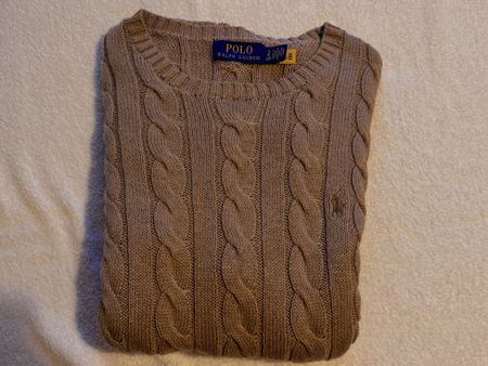 Polo Ralph Lauren Cable-Knit Crewneck Pullover (Camel/Beige)