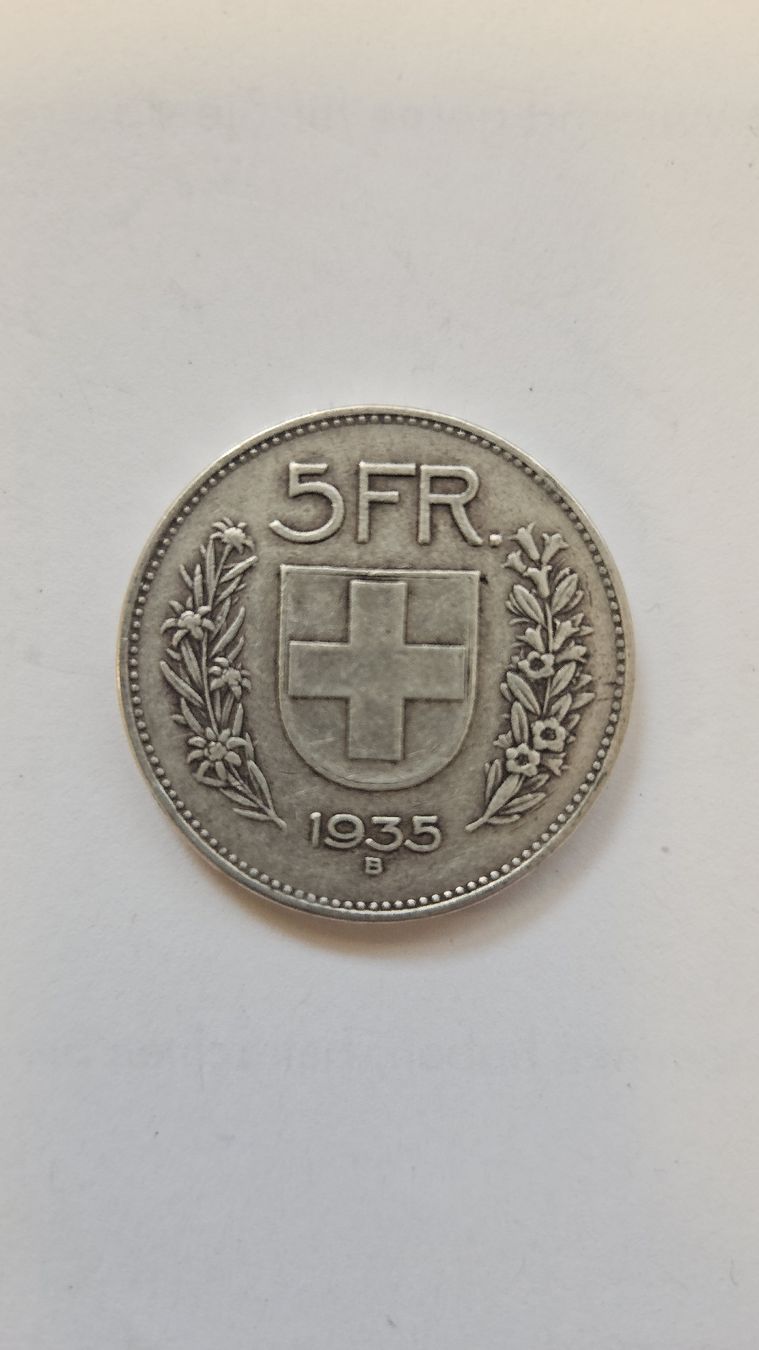 Tutti le monete: Schweizer 5.- Münze 1935 Silber – Usato da Gelterkinden venduto da Panfloete
