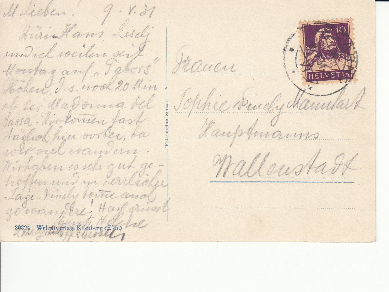Cartoline postali: Madonna del Sasso 1931 – Usato da Bürglen TG venduto da StampGraf 1