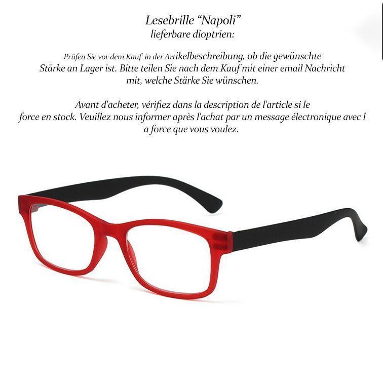 Occhiali & Lenti: Lesebrille Napoli +1.0 +1.5 +2.0 +2.5 +3.0 – Nuovo e nell'imballaggio originale da Pfäffikon SZ venduto da ANNAPURNA8091