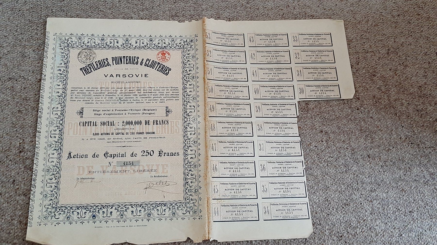 Documenti: Aktie Varsovie - Belgique – Usato da Porza venduto da ulletta1 1