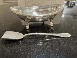 Silver bowl with foots, from Italy with spoon 109 gr Greggio
