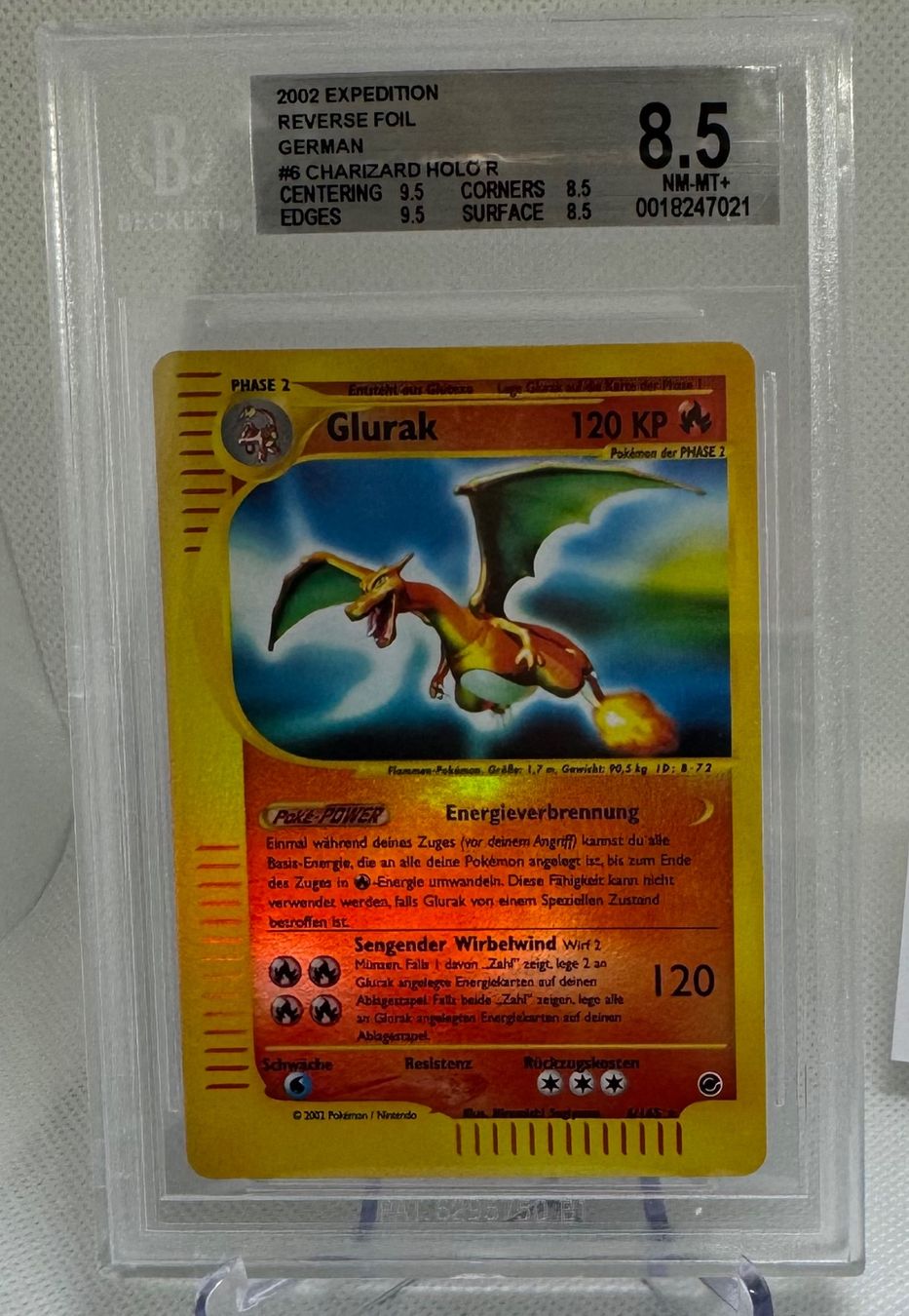Pokémon Carte collezionabili: Glurak 2002 Expedition Reverse Foil Deutsch, BGS 8.5! – Usato da Thal venduto da SidKu1
