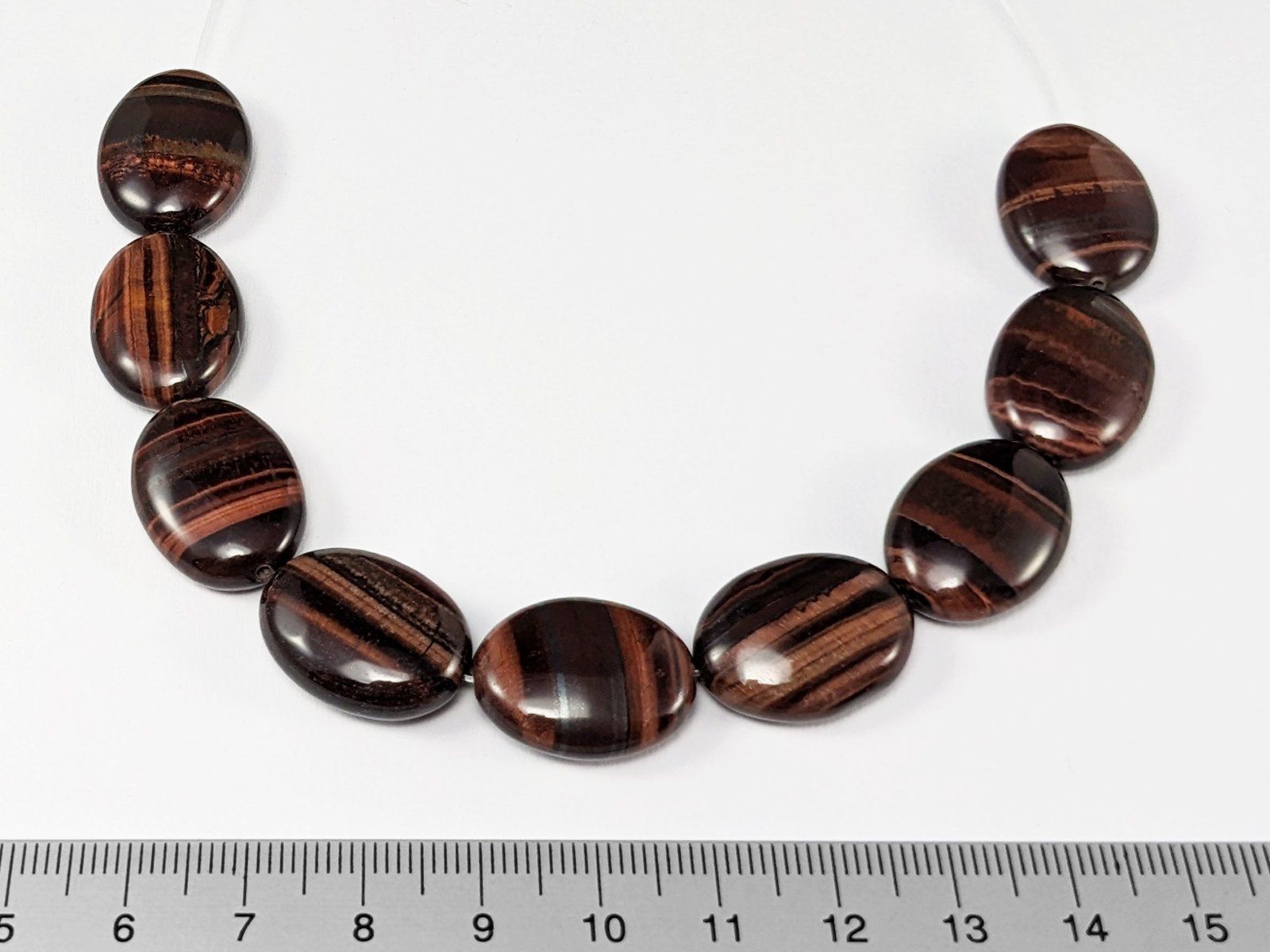 Minerali & Pietre curative: rote Tigerauge ovale Perlen 20mm 9Stk. – Usato da Meilen venduto da GypsyCat