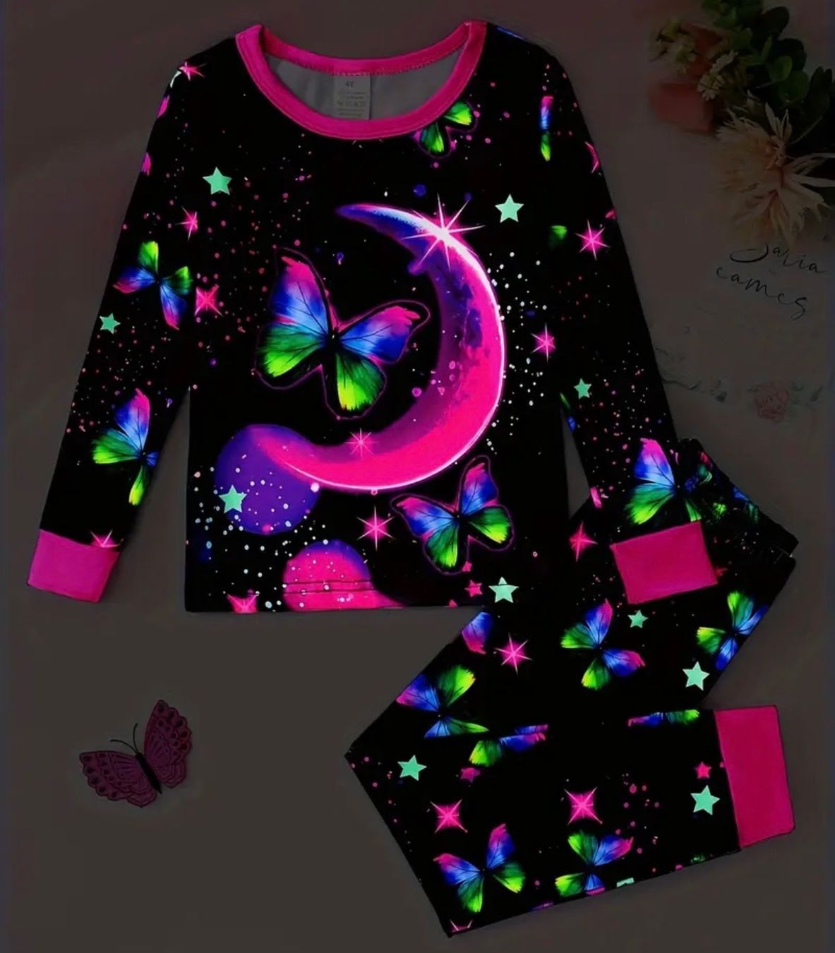 Pigiama & Simili: Pyjama-Set-Stern-Schmetterling-Nachtleuchtend-Grösse 92/98 – Nuovo (secondo la descrizione) da Teufenthal AG venduto da MeineSchatztruhe