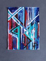 Abstraktes Bild Acryl auf Papier bunte Runen
