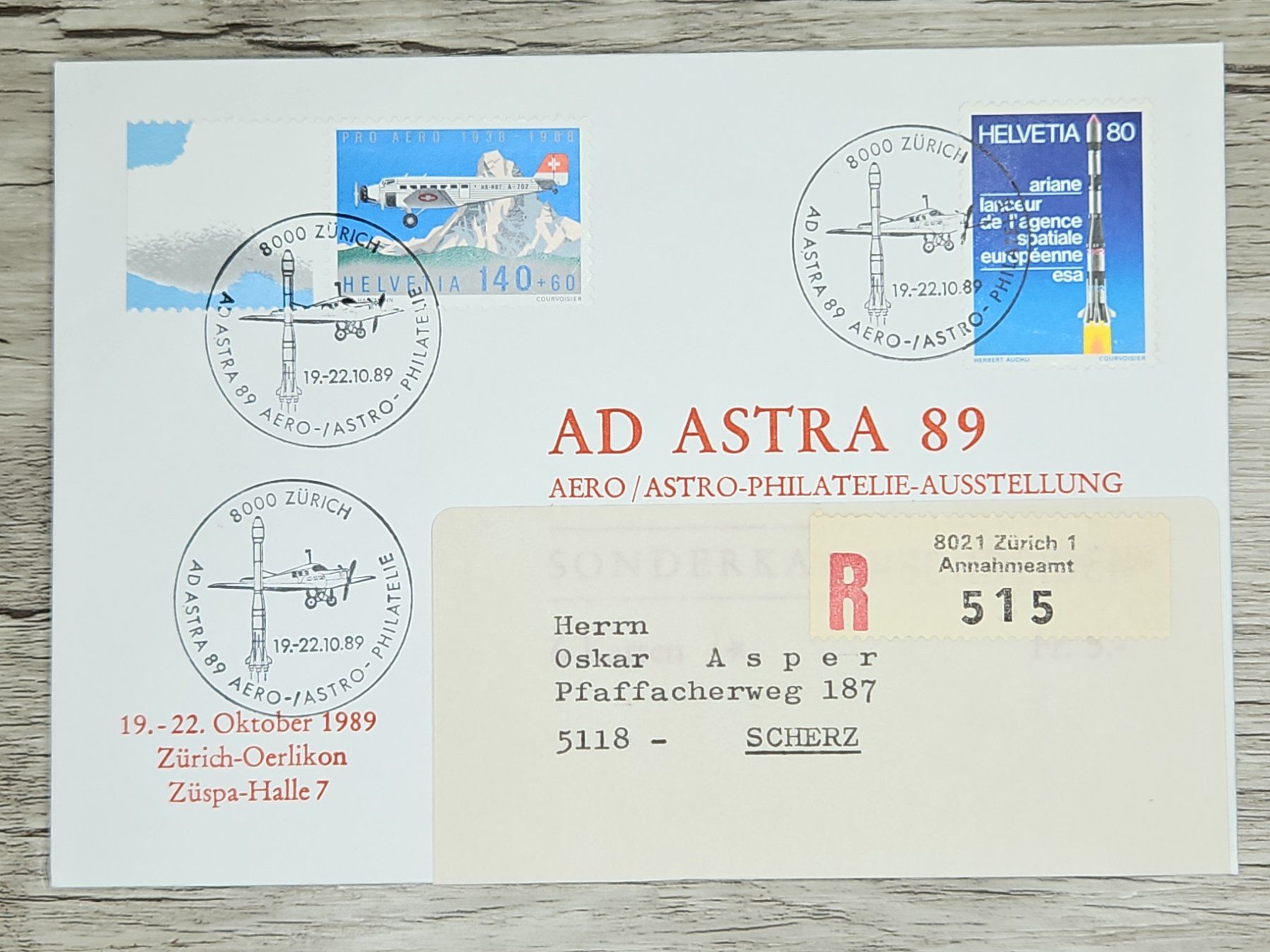 Tutti i francobolli: CL02 Enveloppe + Timbre Suisse 1989 – Usato da Cousset venduto da Patrick_Collections