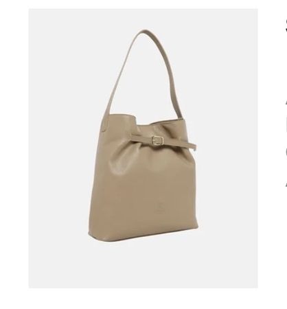 Beige Beuteltasche aus Leder, neu und ungetragen