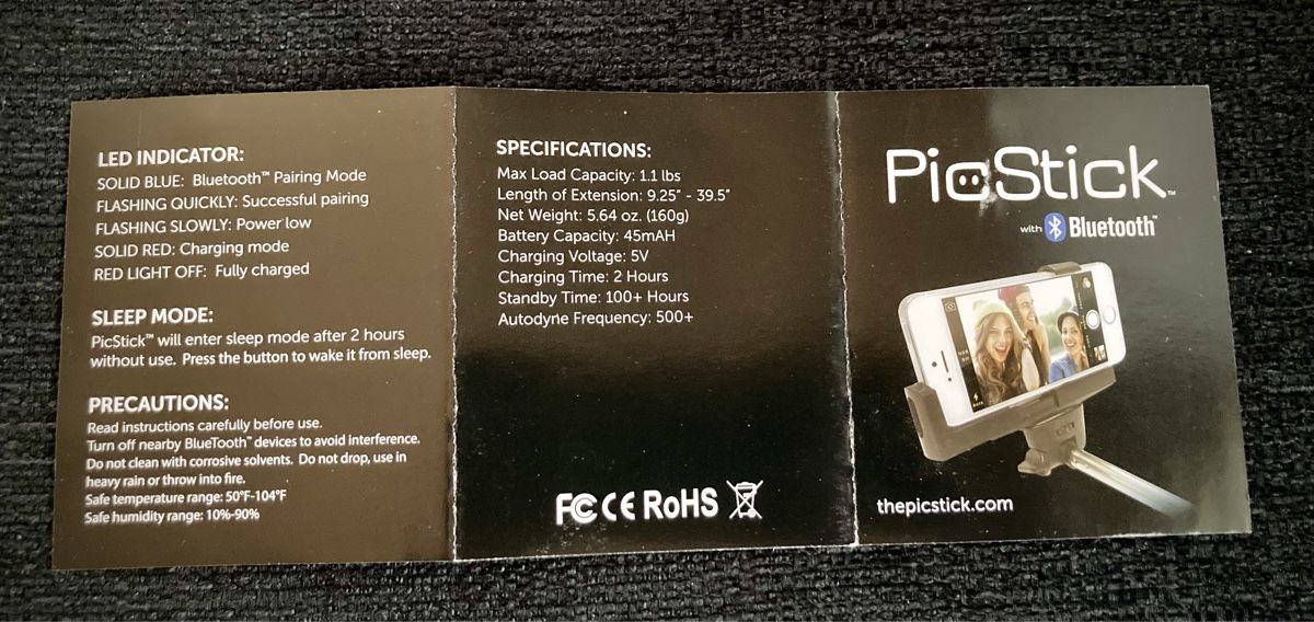 Staffe: PicStick Selfie Stick mit Bluetooth neuwertig – Nuovo (secondo la descrizione) da Vinelz venduto da Viewfinder84 5