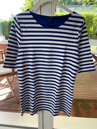 COS shirt, blue and white striped, size M