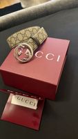 Gucci Gurt beige braun GG Muster Schnalle silber Grösse 70
