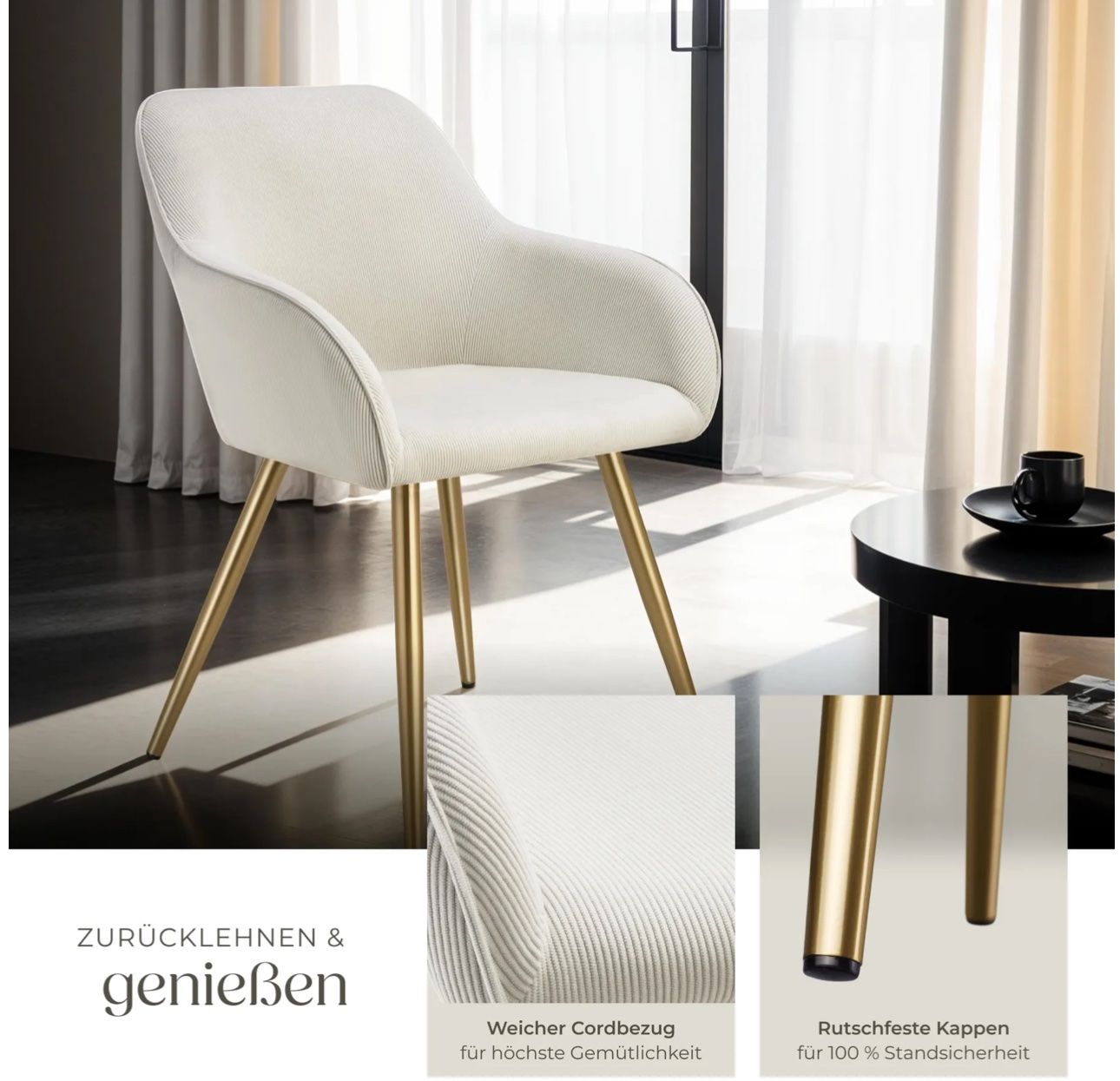 Stühle: neuer Stuhl Marilyn creme/gold – Neu (gemäss Beschreibung) aus Necker von liq24
