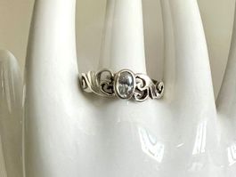 Vintage Silberring 925 – Filigrane Ornamente & Zirkonia G 61