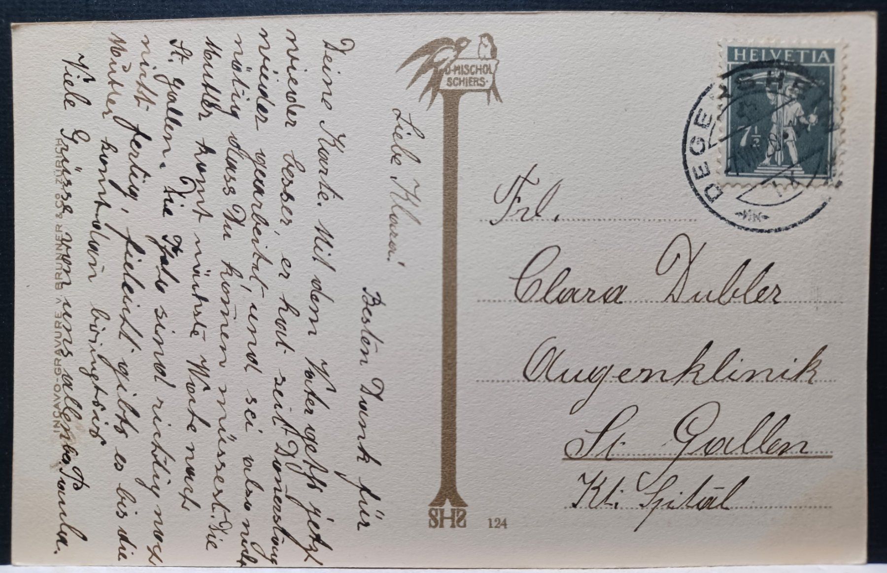 Ansichtskarten: GR, San Gian, Celerina, 1914, Stempel Degersheim – Gebraucht aus Aarau Rohr von mgvw 1