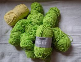 Garnpaket 5, 387 g "Bellana Soft" apfelgrün und hellgelb