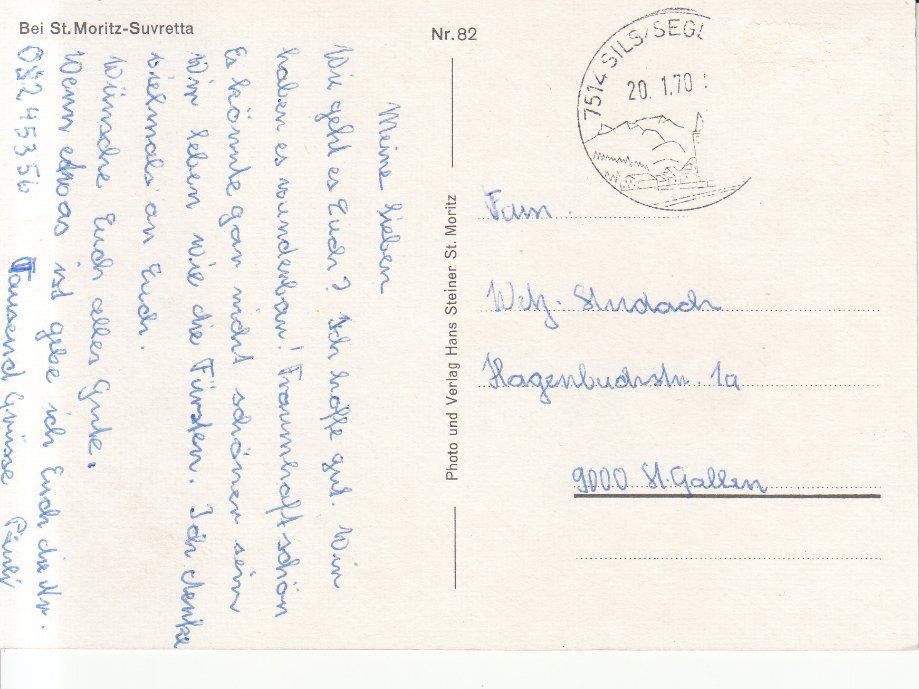 Cartoline postali: St. Moritz 1970 – Usato da Bürglen TG venduto da StampGraf 1