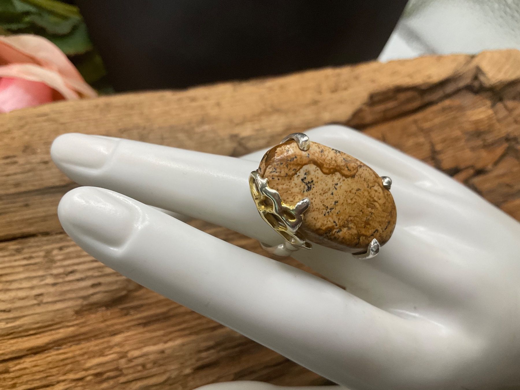 Ringe: Silberring Riesen Landschaftsjaspis, Gr.55.5 – Neu (gemäss Beschreibung) aus luzern von Alpendorf1 1