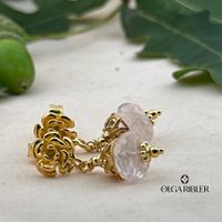 Ohrstecker - Rosenquarz - Silber 925 gelbvergoldet