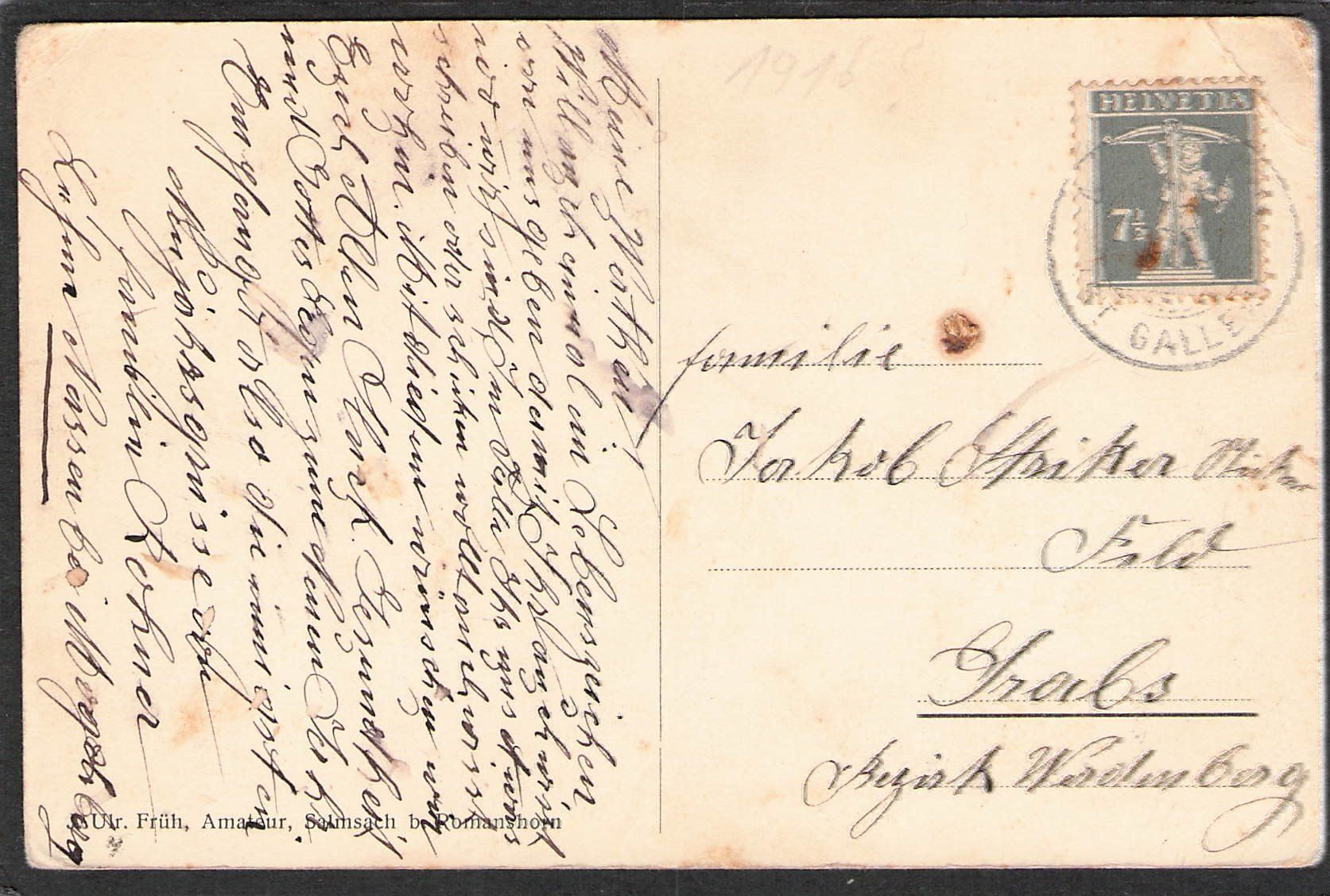 Cartoline postali: +Nassen Toggenburg , 1916 – Usato da Reichenburg venduto da Pipo-67 1